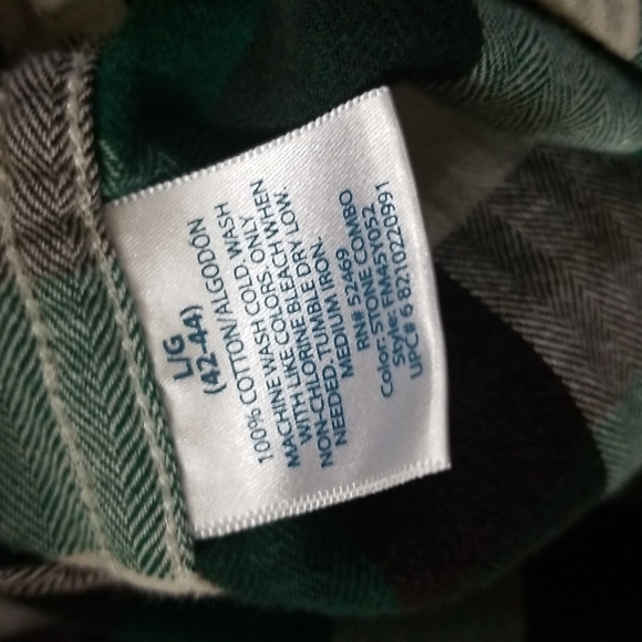 Faded Glory - Button down shirt, Size - L, Color - Green with square pattern - Picture 5 of 10